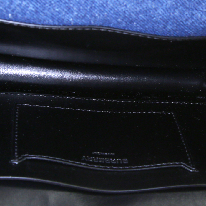 Pochette-ceinture Burberry TB en denim bleu et cuir noir - Detail D3