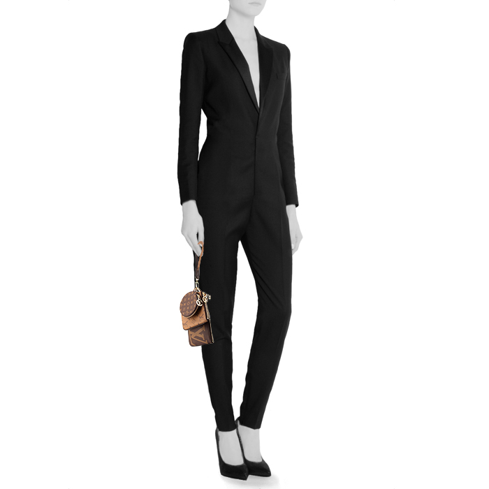 Louis Vuitton Pochette Trio pouch in brown monogram canvas and brown leather - Detail D1