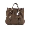Prada Jacquard handbag in brown logo canvas and brown leather - 360 thumbnail