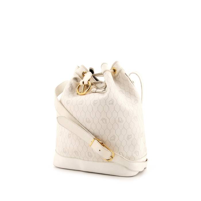 Dior Vintage shoulder bag in white logo canvas and white leather - 00pp