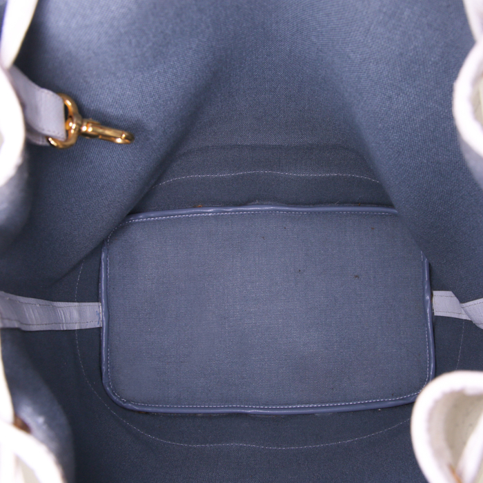 Bolso bandolera Dior Vintage en lona monogram blanca y cuero blanco - Detail D2