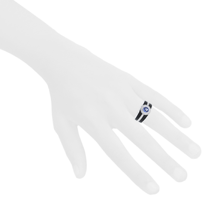 Mauboussin Bonbon Bleu ring in white gold,  lacquer and sapphire and in diamonds - Detail D1