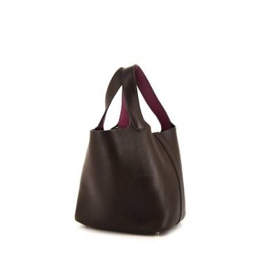 Bolso de mano Hermes Picotin 22 cm en cuero Barenia marrón