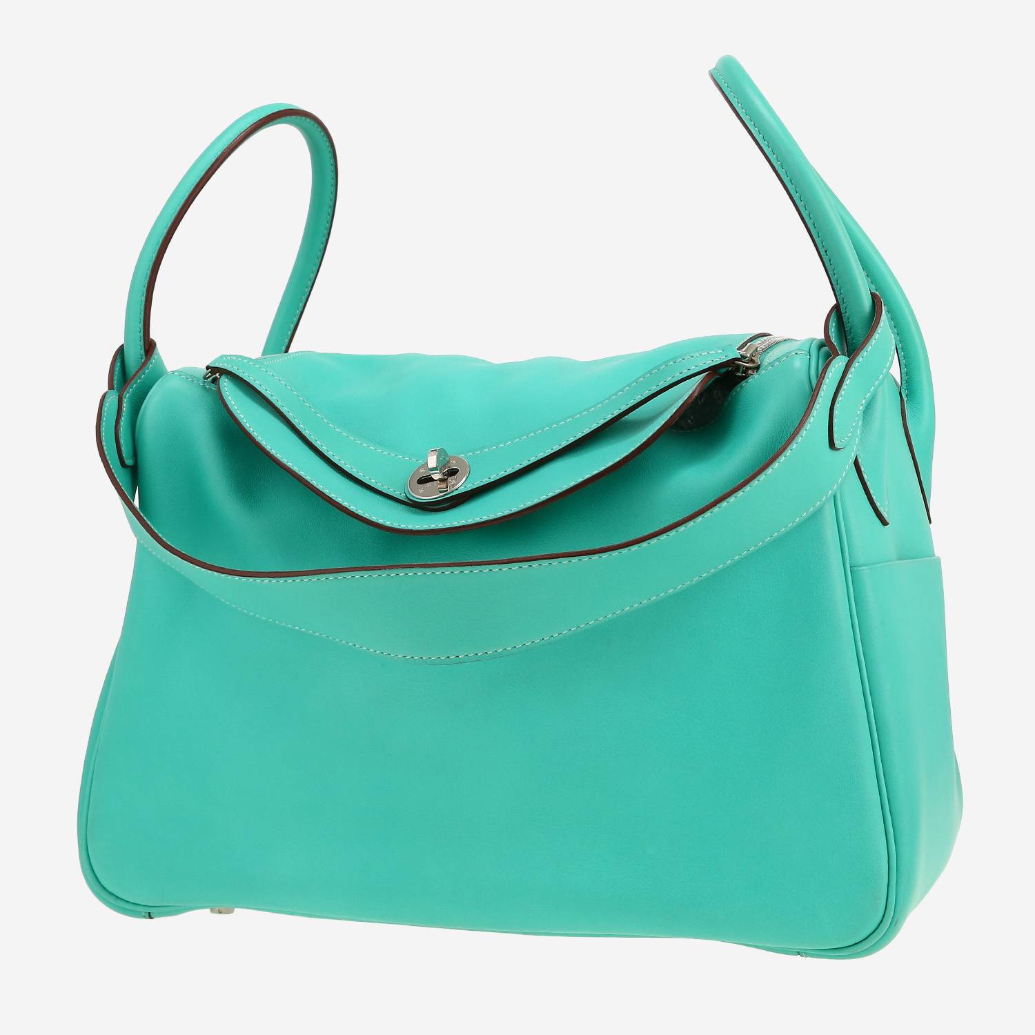 Hermes Lindy handbag in blue turquoise Swift leather