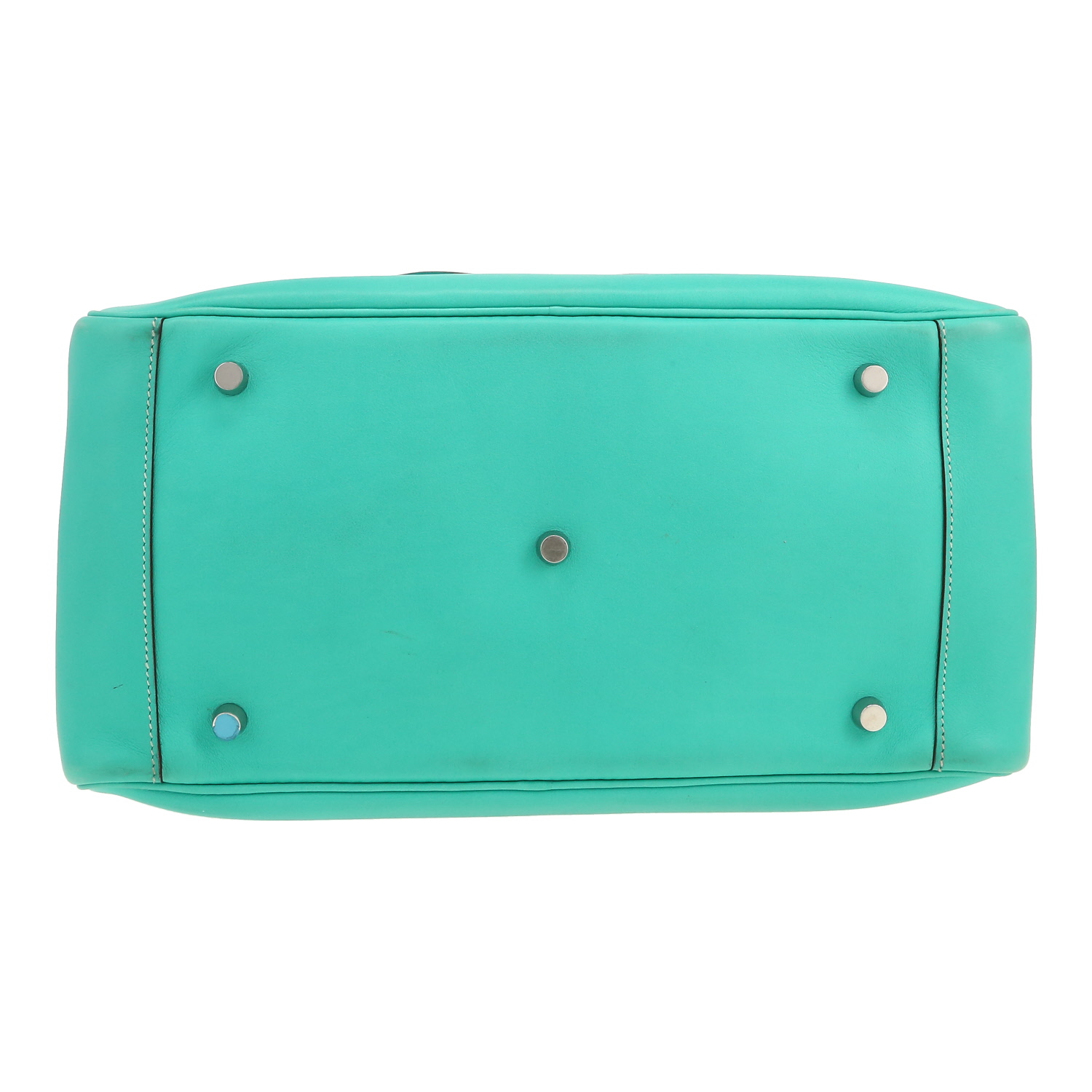 Borsa Hermes Lindy in pelle Swift blu turquoise - Detail D1