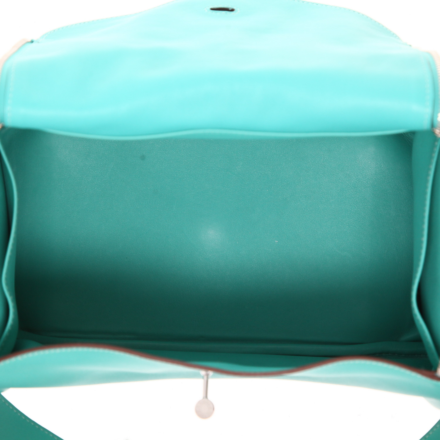 Bolso de mano Hermes Lindy en cuero swift azul turquoise - Detail D3