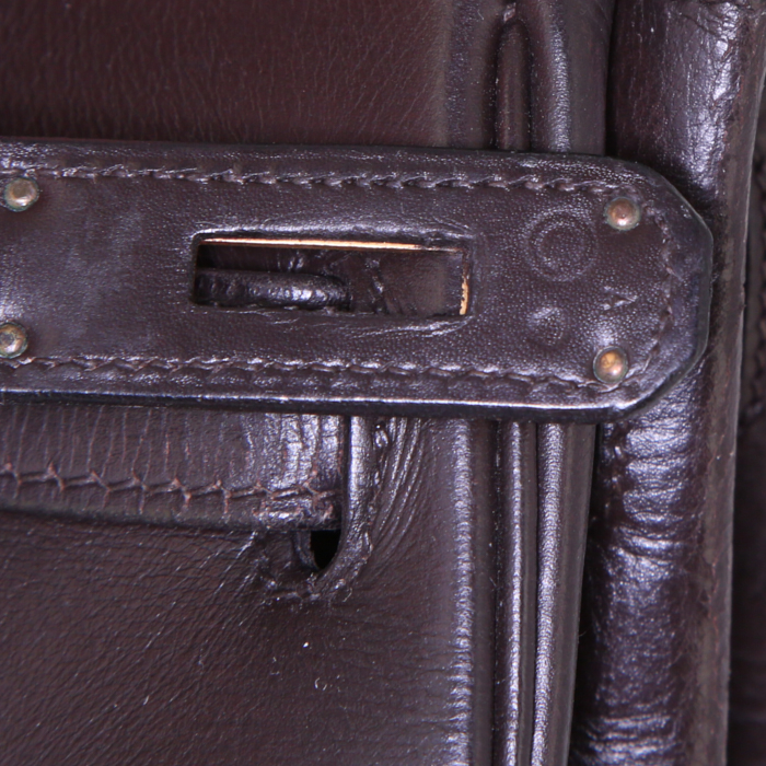 Borsa Hermes Kelly 32 cm in pelle box marrone - Detail D4