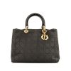 Dior Lady Dior large model handbag in black canvas cannage - 360 thumbnail