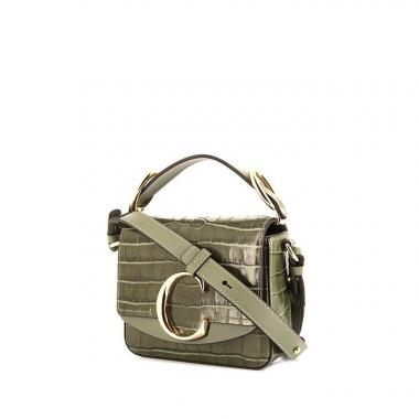 Bolso bandolera Chloé C en cuero caqui y cuero caqui