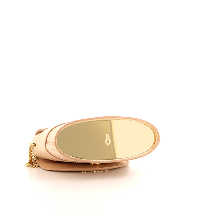 Bolso de mano Chloé Aby Lock en cuero beige rosado - Detail D5