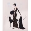 Studio de Erté (Romain de Tirtoff named), a set of three original drawings of “ladies” in gala dresses, mixed technic on paper, signed and framed, from the 1940/50's - Detail D1 thumbnail
