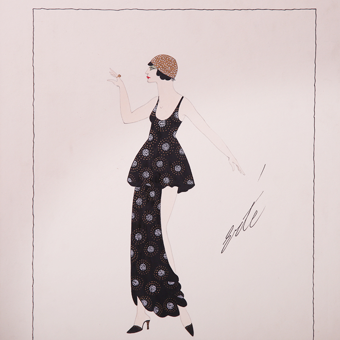 Studio de Erté (Romain de Tirtoff dit), suite de trois dessins originaux d’élégantes en robes de gala, techniques mixtes sur papier, signés et encadrés, des années 1940/50 - Detail D2