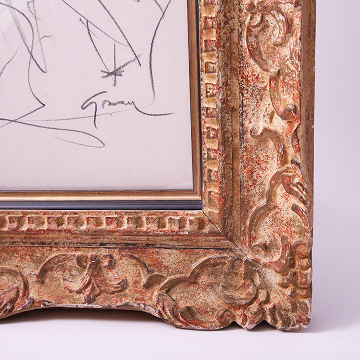 René Gruau, charcoal sketch on paper, woman from the back, signed and framed, probably dated from the 1980's - Detail D3