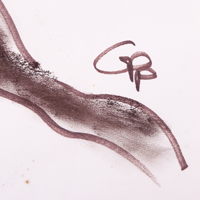 Gladys Perint Palmer, "Alek Wek défilant pour Jean-Paul Gaulter", dessin original de mode publié dans ELLE (GB.) en 1991, techniques mixtes sur papier, signé et encadré - Detail D2