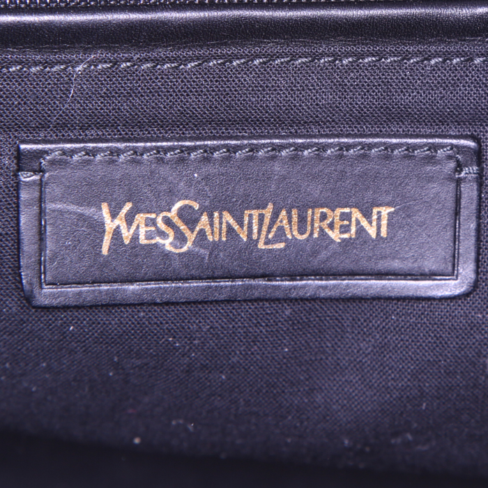 Bolso de mano Yves Saint Laurent Chyc en cuero color topo y piel de pitón marrón - Detail D3