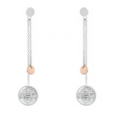 Pendientes Hermès Ex Libris en plata y oro rosa