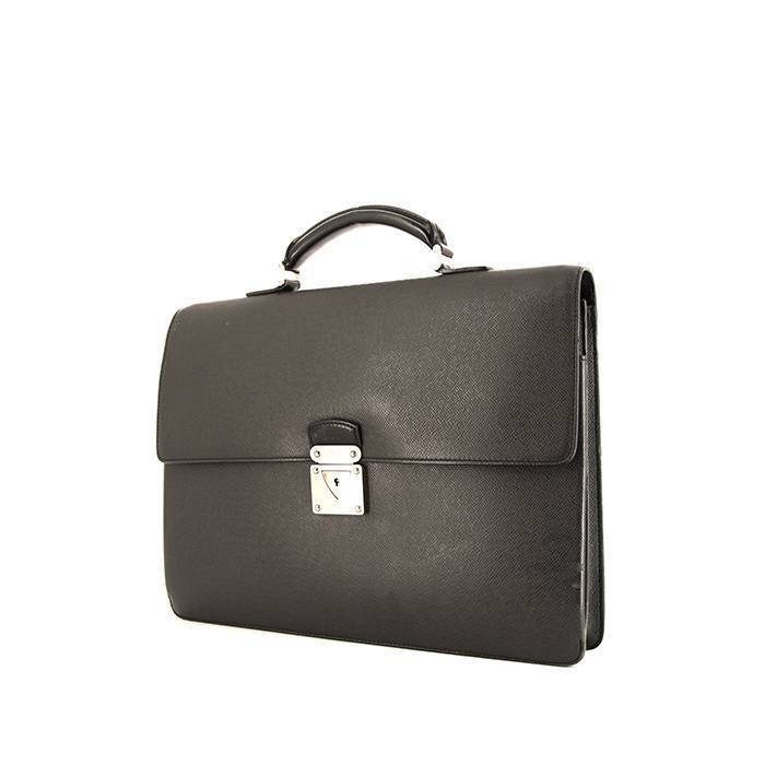 Robusto Briefcase In Grey Ardoise Taiga Leather