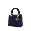 Borsa Dior Lady Dior modello medio in tela cannage blu marino - 00pp thumbnail