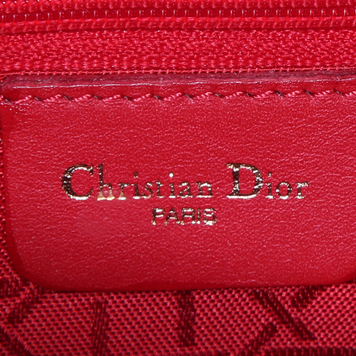 Sac à main Dior Lady Dior moyen modèle en toile cannage bleu-marine - Detail D3