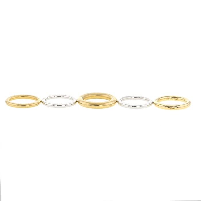 Articulated Pomellato Tubolare ring in yellow gold and white gold - Detail D1