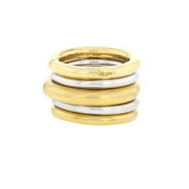 Bague articulée Pomellato Tubolare en or jaune et or blanc