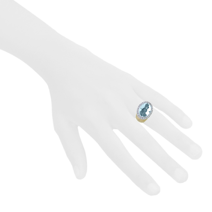 Pomellato Iceberg ring in yellow gold,  aquamarine and diamonds - Detail D1
