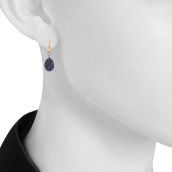 Paire de boucles d'oreilles Pomellato Tabou en or rose,  argent et améthystes