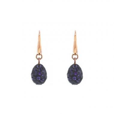 Pendientes Pomellato Tabou en oro rosa,  plata y amatistas