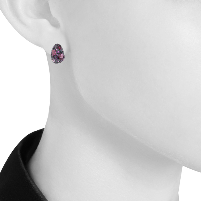 Orecchini Pomellato Tabou in oro rosa,  argento e granati rosso ciliegia
