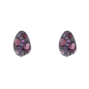 Orecchini Pomellato Tabou in oro rosa,  argento e granati rosso ciliegia