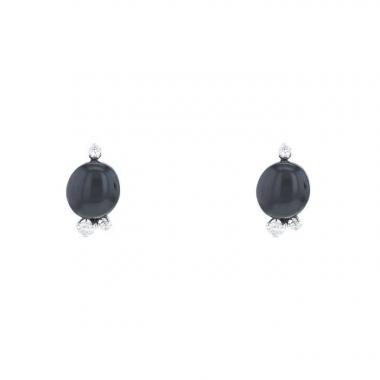Pomellato Capri small model small earrings in white gold,  ceramic and diamonds
