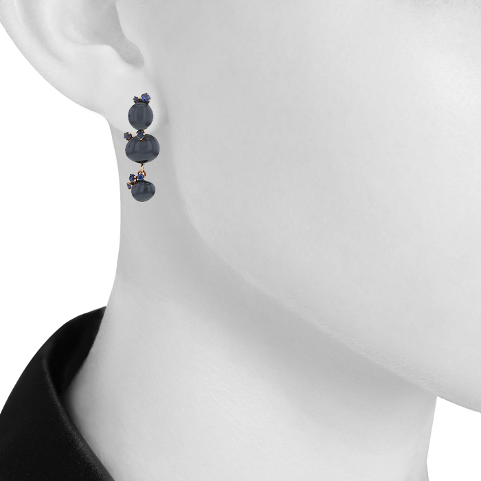 Pomellato Capri large model earrings in pink gold,  ceramic and sapphires - Detail D1
