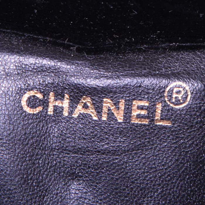 Zaino Chanel Vintage in velluto trapuntato nero - Detail D3