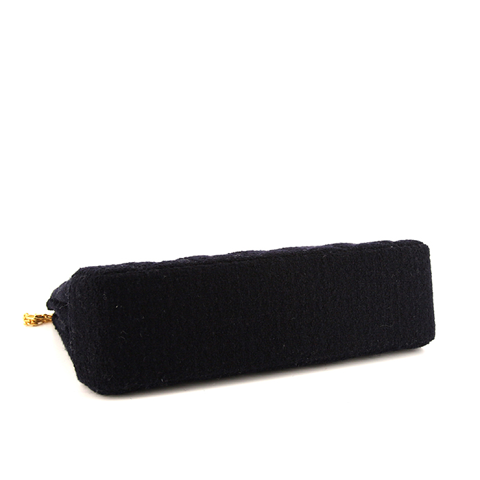 Chanel Vintage shopping bag in dark blue terry fabric - Detail D5