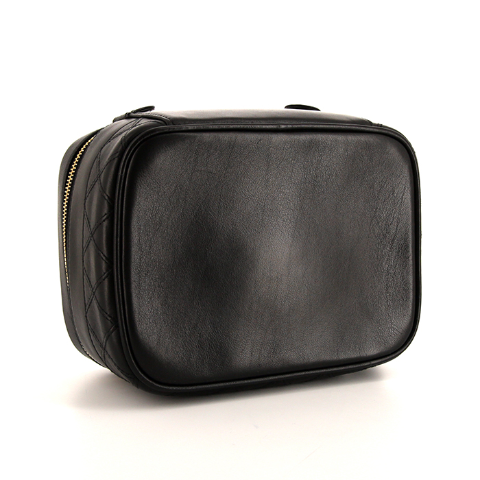 Chanel Vanity vanity case in black leather - Detail D4