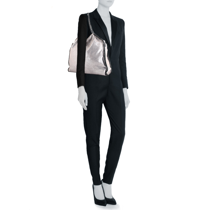 Bolso de mano Stella McCartney Falabella en lona plateada - Detail D1