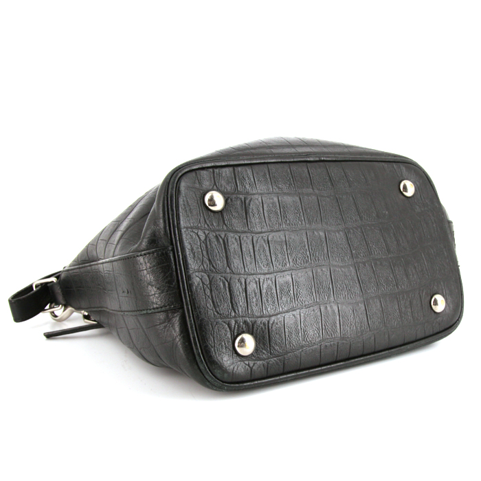 Borsa Saint Laurent Emmanuelle modello grande in pelle nera simil coccodrillo - Detail D5