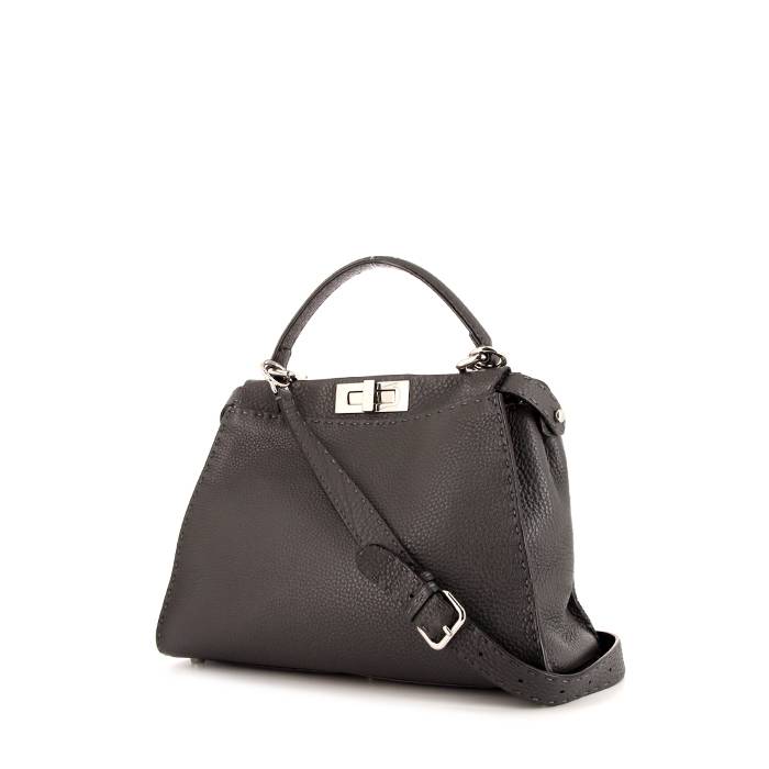 Sac à main Fendi Peekaboo moyen modèle en cuir grainé gris