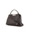 Fendi Peekaboo medium model handbag in grey grained leather - 00pp thumbnail