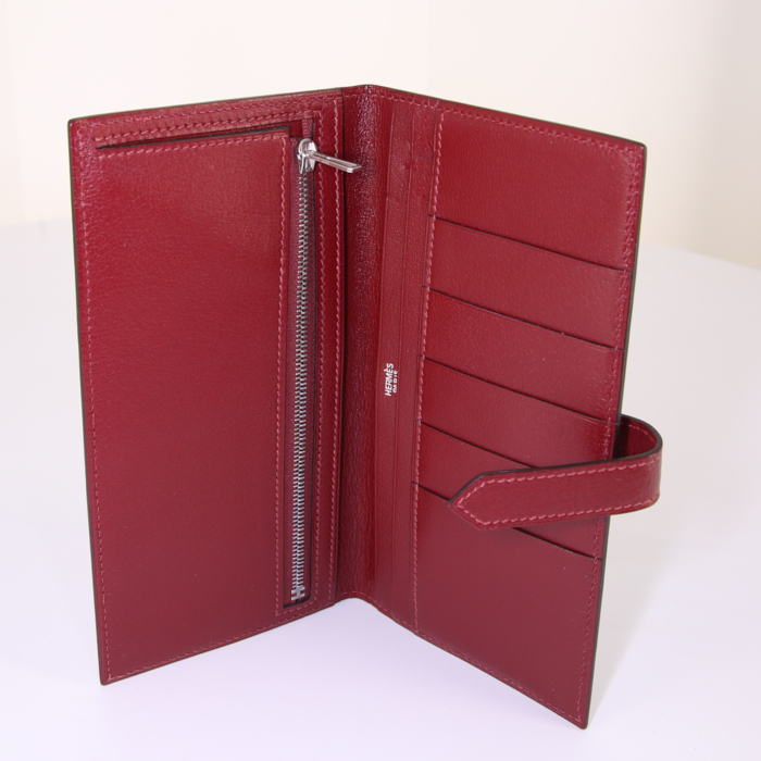 Hermès  Bearn wallet  in burgundy goat - Detail D2