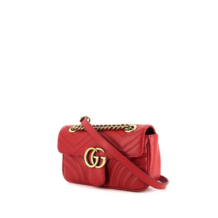 GG Marmont Mini Leather Shoulder Bag in Red - Gucci