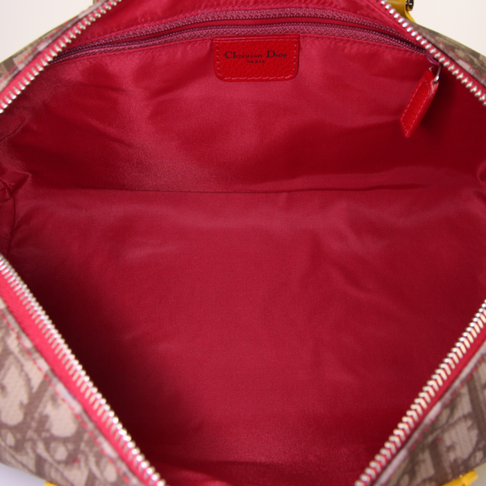 Dior Rasta handbag in brown monogram canvas and yellow leather - Detail D2