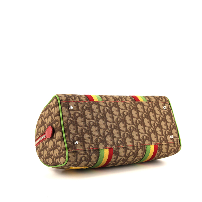 Dior Rasta handbag in brown monogram canvas and yellow leather - Detail D4