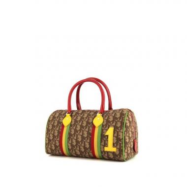 Sac à main Dior Rasta en toile monogram marron et cuir jaune