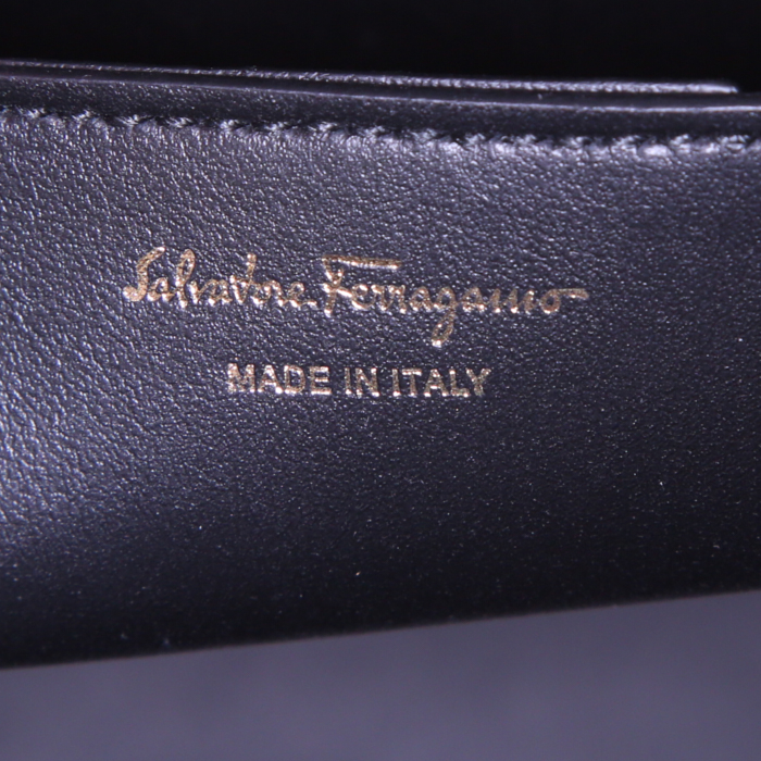 Borsa Salvatore Ferragamo Gancini Lock Tote in pelle nera - Detail D4