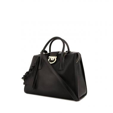 Borsa Salvatore Ferragamo Gancini Lock Tote in pelle nera