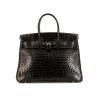 Hermes Birkin 35 cm handbag in grey Graphite porosus crocodile - 360 thumbnail
