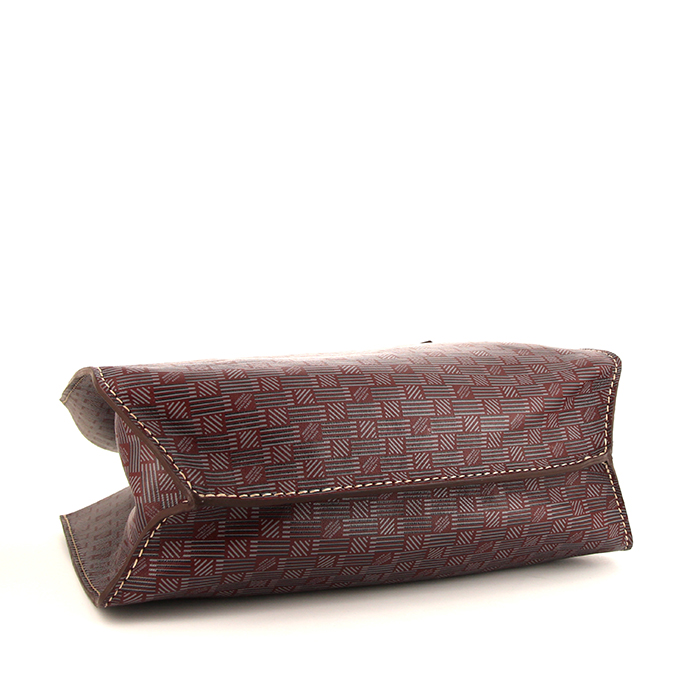 Sac cabas Moreau Bregancon moyen modèle en cuir monogram bordeaux et gris - Detail D4