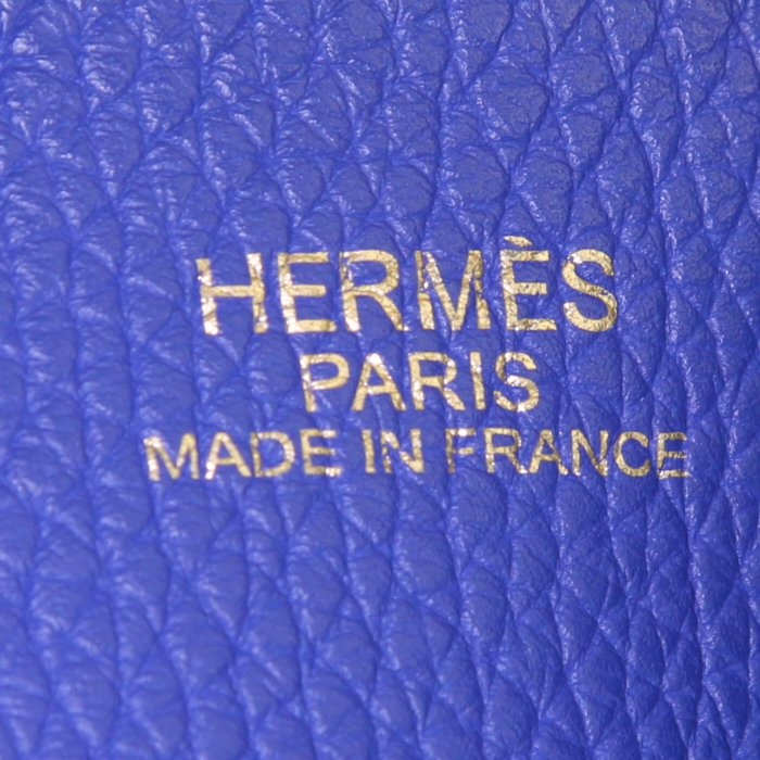 Sac cabas Hermes Double Sens en cuir togo bleu - Detail D3