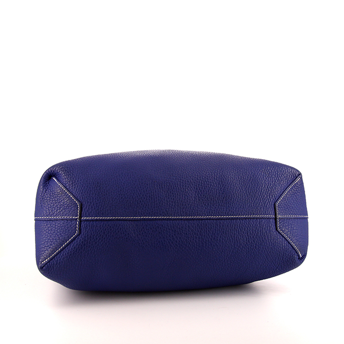 Sac cabas Hermes Double Sens en cuir togo bleu - Detail D4